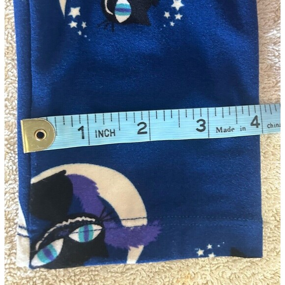 Lula Roe One Size Blue Smiling Cat Sitting On The Moon Leggings Sleepwear - Picture 6 of 10